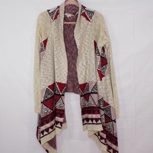 Debut Aztec Print Waterfall Front Cardigan Sz S/M